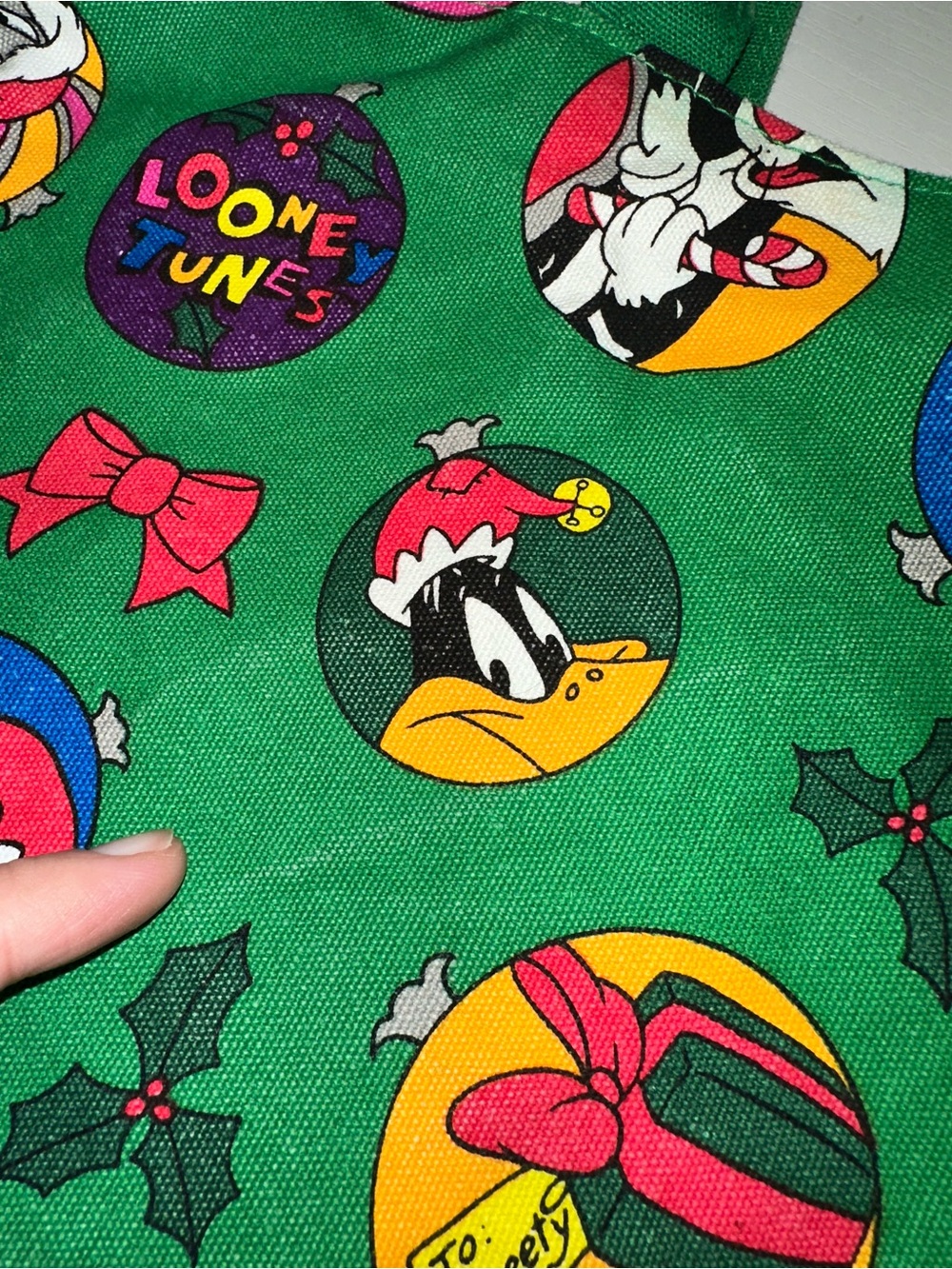 Vtg 1993 Looney Tunes Holiday Mischief Canvas Tote Bag - Picture 9 of 14